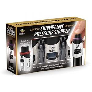 Bar Amigos® Triple Value Pack de 3 Champagne Pressure Stopper – Pression Bouchon Pour Bouteille de Champagne et Vin Pétillant Saver Pump Sealer Preserver Avec La Technologie Brevetée Et Innovante Rappel Date Commutateur Pour garder votre bouteille de vin