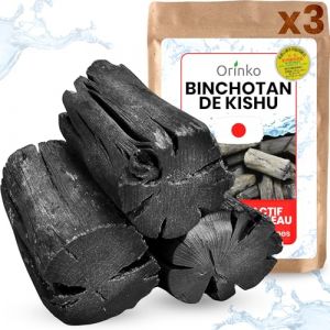 ORINKO &reg; Binchotan Bio Charbon Actif Eau x3 &ndash; Puissante Filtration Naturelle 5L/B&acirc;ton &ndash; Ch&ecirc;ne Japonais Authentique (Kishu, Wakayama) &ndash; Id&eacute;al pour Carafe, Fontaine, ou Gourde - Taille L (Eslab, neuf)