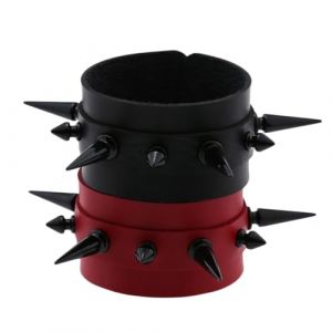 Garneck 2pi&egrave;ces Bracelet Punk Cuir Avec Clous Et Pointes Lot De Ajustables Pour Homme Style Gothique (Eerstra, neuf)