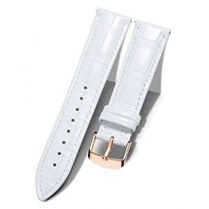 BINLUN Bracelet de Montre en Cuir Crocodile V&eacute;ritable Remplacement Montre Bracelet &agrave; D&eacute;gagement Rapide Etanche 10 Couleurs 13 Tailles pour Hommes Femmes(Blanc,21mm) (BINLUN FLAGSHIP STORE FR STORE, neuf)