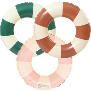 Anneau de Natation Gonflable Adulte, Anneau de Natation Bou&eacute;e de Piscine, Bou&eacute;e Gonflable R&eacute;tro Ray&eacute;e en PVC Bou&eacute;e Piscine, pour Les Vacances &agrave; la Plage et Les f&ecirc;tes de Piscine (Vert + Rose + Marron) (JUBAORONG, neuf)