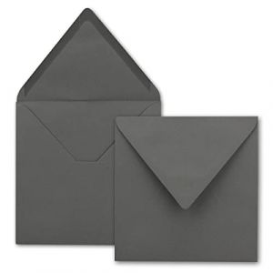 50x Enveloppes carrées anthracite (gris) - 15,5 x 15,5 cm - sans fenêtre, à collage humide - 110 g/m² - Pour les cartes d'invitation à un mariage, un anniversaire et plus -Serie FarbenFroh (GUSTAV NEUSER GmbH, neuf)