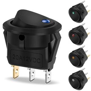 Hanibos 5 Pi&egrave;ces Interrupteur &agrave; Bascule 12 V DC 20 A &Eacute;clairage Interrupteur Rond avec 5 LED de Couleur - Pour Voiture, Bateau, Appareils M&eacute;nagers (HongYE Globle, neuf)