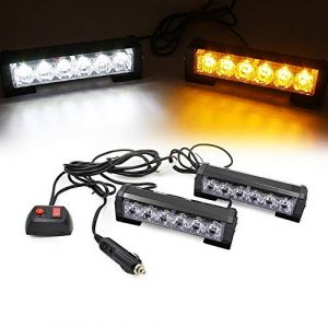 Triclicks 2 * 6 LEDs Feux de P&eacute;n&eacute;tration Lumi&egrave;re Stroboscopique Eclairage Clignotant &agrave; 9 Modes pour Voiture Camion V&eacute;hicule SUV Lampe pour Avertissement Urgence Secours Travaux DC12V (houndsports, neuf)