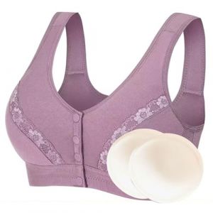 XWSM Soutien-Gorge de Mastectomie à Fermeture Frontale, Post-Chirurgie, avec Poches de prothèse Mammaire en Silicone, Haut Bralette, Lingerie for Femmes (Color : Purple, Size : XXL/XX-Large) (hongshop。, neuf)
