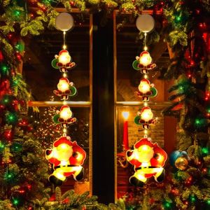PhilzOps Lumi&egrave;res de Fen&ecirc;tre D&eacute;corative de No&euml;l, Lot de 2 LED Int&eacute;rieur Lumi&egrave;re de P&egrave;re No&euml;l &agrave; Suspendre &agrave; Piles Lampe de Ventouse Guirlande Lumineuse D&eacute;coration pour Jardin Porte Maison Arbre F&ecirc;te (PhilzOps-EU, neuf)