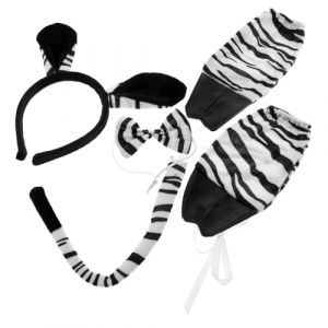 WRITWAA Queue de Cheval et Serre-t&ecirc;te Z&egrave;bre pour Ensemble D&eacute;guisement Animal Coiffe de F&ecirc;te Confortable et Accessoires de D&eacute;guisement pour Carnaval et Soir&eacute;e (Saieli, neuf)