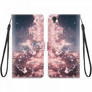 KARTXITAI Cuir Coque Compatible avec Sony Xperia L1 Antichoc avec Support Clapet Design Motif Dr&ocirc;le &Eacute;tui Bumper Portefeuille Magn&eacute;tique Cr&eacute;atif Case Cover Housse-Papillons Roses,Ciel,Nuages (KARTXITAI, neuf)