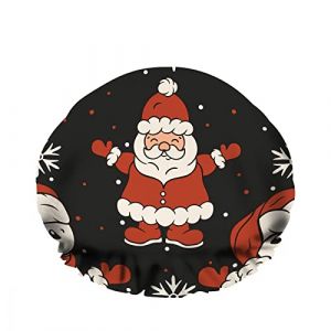 Double bonnet de douche imperm&eacute;able pour le bain P&egrave;re No&euml;l Bonhomme de neige Red Hat Stand Dark Stars Sky R&eacute;utilisable Mode Chapeau de douche pour femme Beaut&eacute;, BathHair Spa, Home Hotel Travel Use (2MACAXN9K15, neuf)