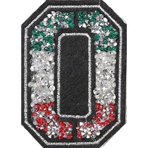Écusson Patch Badge strass Brodé ecusson lettre alphabet thermocollant lettres en strass 8-10 cm O ITALIA (B2SEE LTD avec TVA francaise et livraison LaPoste, neuf)