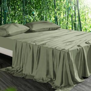 Gezu Drap Housse 160x200 Bambou Vert Sauge Drap de Lit en Bambou Lyocell Drap Housse Lisse Respirant pour Matelas &Eacute;pais Hypoallerg&eacute;nique sans Repassage Ourlet &Eacute;lastique La Peut Atteindre 30 (gezu, neuf)