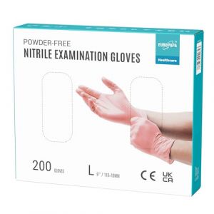 EUROPAPA® Lot de 200 gants jetables en nitrile sans poudre EN455 EN374 - Sans latex - Tailles S, M, L et XL disponibles (L, Rose bonbon) (EUROPAPA, neuf)