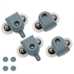 Lot de 4 roulettes doubles pour cabine de douche, 25 mm, pour porte de douche, poulies, durable, double porte coulissante, portes en verre, d'une épaisseur d'environ 3 à 6 mm (jingmingamz, neuf)