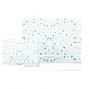 various Parure de lit pour lit bébé 60 x 120 cm, linge de lit, 100 % coton extra doux, fabriqué en Europe, (dessous + drap + taie d'oreiller) Imprimé étoile Vert/blanc (Holidaymakers, neuf)