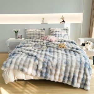 GKXLH Couverture douce et moelleuse - Plaid douillette pour canap&eacute;, Couverture en fausse fourrure lapin en peluche, plaid chaud &eacute;paisses &agrave; bulles pour lit, canap&eacute;, chambre &agrave; coucher, salon (180x230cm) (HTDirect Store, neuf)