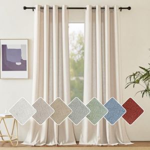 PONY DANCE Rideaux Voilage - Rideau Lin Naturel Draperies Voile Demi Transparent Décoration de Salon Maison Romantique avec Oeillets, Largeur 140 cm sur Hauteur 260 cm, Beige, 2 Pièces (RYB HOME EU, neuf)