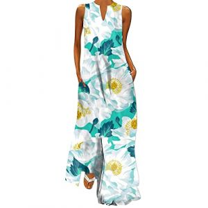 NNGOTD Femme Robe Medievale Robe Longue Femme Grande Taille sans Manches Imprimé Crâne Ample Ete Bohême Boho Plage Vacances Maxi Dress Robe Princesse Adulte (BAULMD（90% Big Promotion Without Discount Code ）, neuf)