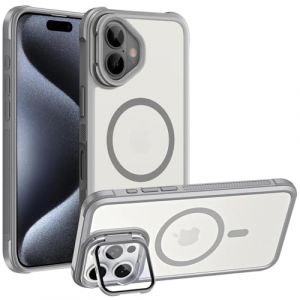 Verco Coque de protection magn&eacute;tique hybride pour iPhone 16 Plus, avec protection rabattable de l'appareil photo, compatible avec MagSafe, gris mat translucide (ATS-Discounter, neuf)
