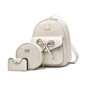 EVEOUT Sacs &agrave; Dos Mignons pour Femmes Faux Cuir Mode Sacs &agrave; Dos Noeud Papillon Sac d'&eacute;cole Sac &agrave; Dos pour Les Filles Blanc (EVEOUT, neuf)