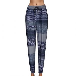 G&eacute;n&eacute;rique Pantalon Fluide Femme &Eacute;t&eacute; Boho Harem D&eacute;contract&eacute; Taille Haute Floral Imprimer &Eacute;lastiqu&eacute;e Pants Baggy L&eacute;ger Yoga Plage Sarouel avec Poches (YINYUAN（Livraison en 5 &agrave; 8 jours), neuf)