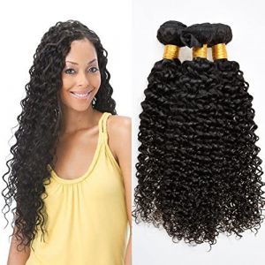 Kinky Curly Human Hair Bundles Court Tissage Cheveux Naturels Bouclés Meche Bresilienne En Lot Meche Naturelle Tissage Bouclé Naturel Couleur Noire Naturelle Total 300g 22 24 26 Pouce (beiyuan hair product, neuf)