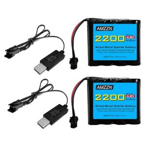 AMZZN 2PCS 4.8V 2200mAh AA NiMH batterie avec prise SM-2P et chargeur USB adapté pour excavatrice à distance SY-E511, E562 TD141 RC véhicule, camion et hors route (liangzhidian, neuf)