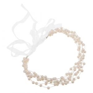 Beavorty Bandeau Mariage Perles Synthétiques Élégant pour Femmes Accessoire Cheveux Tresse avec Rubans Confortable pour Mariée et Événements Festifs (T Innovation·HX, neuf)