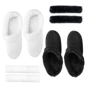 KASESSS 2 Paires Semelles Intérieures de Rechange pour Sabots Crocs, Doublure Chaude, Couverture À Lacets, Doublure Intérieure Amovible en Fourrure, Noir et blanc Longueur Interne de la Semelle 240 mm (KASESSS, neuf)