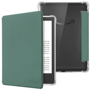 CoBak Étui pour liseuse électronique de 6" - Arrière transparent - Léger - Avec fonction veille/réveil automatique - Non compatible avec Kobo (coque arrière transparente, vert foncé) (CoBak Direct, neuf)
