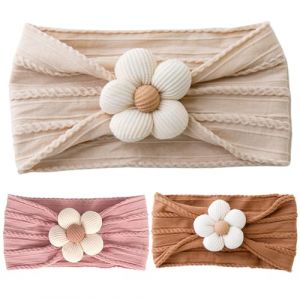 Bandeaux pour b&eacute;b&eacute; fille lot de 3 bandeaux fleuris en nylon &eacute;lastique doux accessoires pour nouveau-n&eacute;. (handanguopeizhengdamai, neuf)