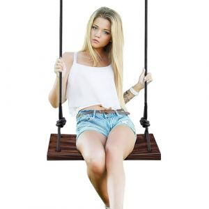 PELLOR Balan&ccedil;oire en Bois Adulte Si&egrave;ge Suspendu Swing Outdoor avec Cordes R&eacute;glable pour Arbre Aire de Jeux Ext&eacute;rieur Int&eacute;rieur (Xunlefei, neuf)