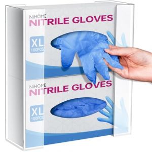 NiHome Support mural pour porte-gants (pour 2 boîtes), porte-gants en acrylique pour gants et chiffons jetables, distributeur de gants peu encombrant pour cuisine, salle de bain, laboratoire et garage (Attom Tech EU, neuf)