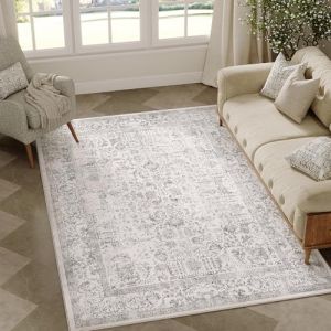 HUGEAR Gris Tapis De Salon Lavable en Machine Tapis Chambre Adulte Grand Tapis Salon 120x180cm Doux Vintage Descente de Lit AntidéRapant Decoration Chambrel Manger (RONGBEN, neuf)