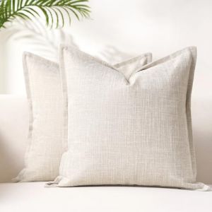 Housse Coussin 45x45 Housse de Coussin Decoratif Canape Beige Decoratif Canap&eacute; Decoration Coussin Boho Deco Coussins Canap&eacute; Maison Campagne de Ferme pour Chambre &agrave; Coucher Chaise Banc Lot de 2 (LRartdeco Home, neuf)