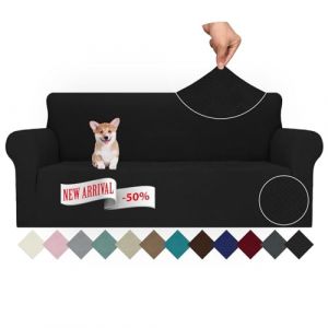 Ystyle Extensible Housse Canapé 3 Places, Universelle Housse De Canapé avec Accoudoirs, Housse Protection Canapém, Sofa Cover Antidérapante, Couvre Canapé pour Chiens Chats Animaux, Noir (YSTYLE HOME, neuf)