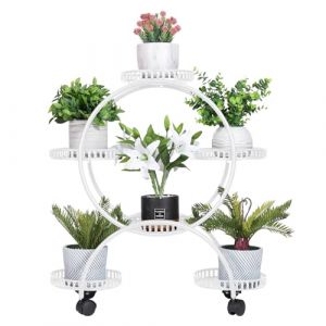 unho Porte Plante Int&eacute;rieur &agrave; roulettes, Cache Pot sur Pied Plante Int&eacute;rieur Blanc Support Plantes Int&eacute;rieur M&eacute;tal Design &Eacute;tag&egrave;re Plante Ext&eacute;rieur Jardin en Pot pour Salon Jardin Balcon - 33x73x79cm (UNHO, neuf)