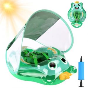 YOOHBERRYS Bouee Bebe, Bouee Bebe avec Pare Soleil, Bouee Bebe Piscine, Bouee Bebe Parasol, Flotteur de Natation Gonflable pour Bébé avec Support Inférieur pour bébé de 3 à 36 Mois (Vert) (YEAHBO TRADE, neuf)