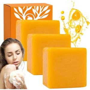Savon Au Oranges Anti Tache,Savon Orange,Exfoliant,Naturel éclaircissant,Nettoyage En Profondeur Peau Lisse,Dissolvant De Taches Sombres Pour Le Visage Et Le Corps,Pour éclaircissant Hydratant (3) (FEIBAO&-Wu, neuf)