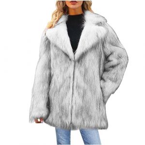 Susenstone Manteau en Fausse Fourrure Femme,Manteau Polaire Shaggy Chaude Veste Femme Fluffy Manteau en Fausse Fourrure Élégant Col Carré Longue Fausse Fourrure Femmes Manteau Fausse Fourrure (⭐⭐⭐⭐⭐Susenstone, neuf)