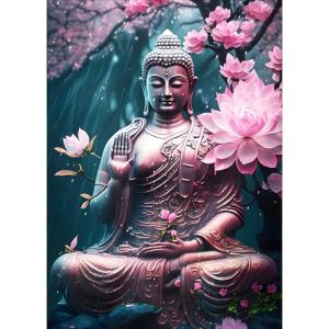 GDYEEH 5D Bouddha Assis Peinture Diamant Painting Kit, DIY Lotus Art du Diamant Complet Kits, Fantaisie Diamond Art Kits Strass Point de Croix Painting pour Adultes Débutants Maison Décor 30x40 cm (GDYEEH Direct, neuf)