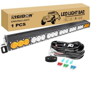 RIGIDON 1x 38 Pouces 103cm 210W Barre de Led 4x4 avec 12v faisceau de c&acirc;blage kit, Barre lumineuse led pour offroad V&eacute;hicules Voiture camions ATV, Ambre blanc feu antibrouillard, 2 ans de garantie (Sanyue-EU, neuf)