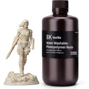 ELEGOO 8K R&eacute;sine Lavable &agrave; l'Eau 1000g Couleur de Vanille, UV 405nm R&eacute;sine Photopolym&egrave;re pour 8K+ Saturn Mars Photon LCD Imprimante 3D Haute Pr&eacute;cision Durcissement Rapid Nettoyage Facile (YC TECK, neuf)
