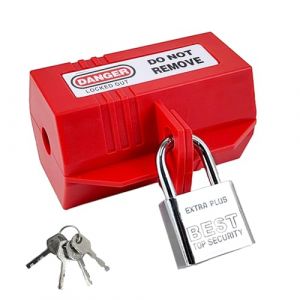 90 * 51 * 51 MM Serrure de Prise, Couleur Rouge&acirc;tre Prise Verrouillable Avec Cadenas, Avec Cadenas Bo&icirc;te de Verrouillage Prise, Verrouillage de Vanne &agrave; Boisseau, Boite Etanche pour Les Fiches (1) (Joochees, neuf)