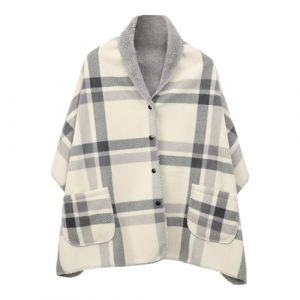 Poncho en polaire pour homme - Hiver chaud et &eacute;pais - Cape avec boutons - Cape surdimensionn&eacute;e - Cardigan - &Eacute;charpe en tissu - Chauffe-&eacute;paules - Cape en polaire - Automne et hiver - Poncho thermique (Aigdgoog, neuf)
