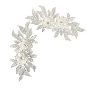 Surakey Patch Tissu 2 Pi&egrave;ces &Eacute;cusson Fleur Dentelle Broderie Applique Patches D&eacute;coratifs Correctifs de Coudre Dentelle Accessoires de v&ecirc;tements &agrave; Fleurs Brod&eacute;es pour Bricolage Coudre D&eacute;corer (Blanc) (Surakey, neuf)