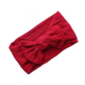 Bandeau pour bébé fille - En nylon doux - Large bandeau avec nœud - Bandeau élastique - Pour nouveau-né et enfant - Rouge foncé (Blausky, neuf)