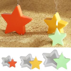 Lot de 3 moules en silicone de Noël - Étoile de Noël - Moule en silicone - Moule à bougie - Moule de Noël - Moules en plâtre en silicone pour couler (HU YUAN JIN DE DIAN, neuf)