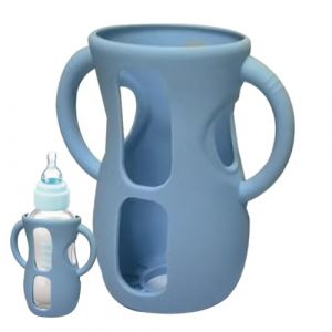 Manchon de bouteille en silicone pour bouteilles en verre,manchon de bouteille en silicone | Manchon de bouteille de lait avec poign&eacute;es,Porte-bouteille anti-casse, manchon anti-chute et antichoc, pass (reviun, neuf)