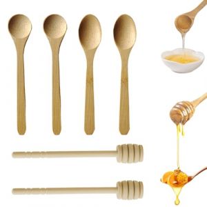 Lot de 6 cuill&egrave;res &agrave; miel, cuill&egrave;res &agrave; miel, Agitateurs &agrave; Miel en Bois Cuill&egrave;res &agrave; Miel Cuill&egrave;res &agrave; Miel en Bois B&acirc;tonnets, b&acirc;tonnets m&eacute;langeurs en spirale de miel, distributeur de miel et de sirop (WANG  JIALEI UK STORE, neuf)
