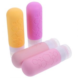 Beatifufu 4Pièces Bouteilles de Voyage Rechargeables Flacons Réutilisables pour Shampoing et Lotion Sac de Rangement pour Produits Cosmétiques (Camprilli, neuf)